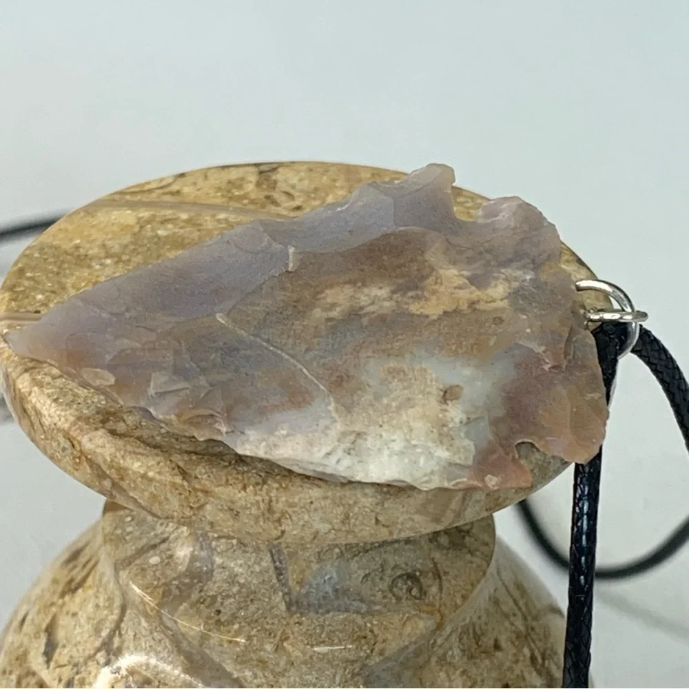 Arrowhead Leather Necklace Brown Agate Stone Primitive Jewelry Men's Tribal 19